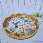 Vintage Floral Mangowood Scalloped Tray – 12 Inches - Image 3