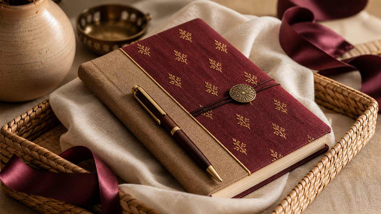 Luxury pen diary with personalised name detail for gifting