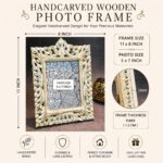 Handcarved Wooden Photo Frame-White Gold - Image 3