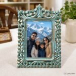 Handcarved Wooden Photo Frame-Teal Gold - Image 2