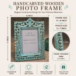 Handcarved Wooden Photo Frame-Teal Gold - Image 3