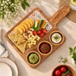 Meher Blossom Wooden Platter with 3 Dip Bowls - Image 2